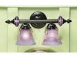 Double Sconce Light Gunmetal silver bar glass lilac shades
